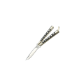 Butterfly knife silver/black handle- 7126P