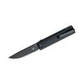 FX-543 ALB FOX CHNOPS FOLDING KNIFE STAINLESS STEEL BECUT TOP SHIELD BLADE, ALUMINIUM BLACK HANDLE