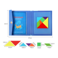 Wooden magnetic tangram puzzle with illustration book.