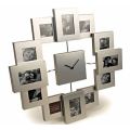 Stylish metallic wall clock with twelve photo frame