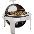 Stainless Steel Round Roll Top Chafing Dish With Glass