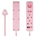 SWITCHED 4 Way Medium  Surge Protected Multiplug 0.5M Braided Cord Pink