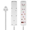 SWITCHED 4 Way Surge Protected Multiplug 3M Braided Cord White