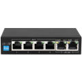 6 Port Gigabit Ethernet Switch with 4 AI PoE and 2 Uplink Ports