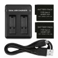 Optodio Replacement Battery (2 Pack) and 2 Channel Charger with USB Cord for GoPro HERO 7/6/5