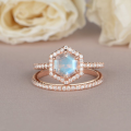Hexagon Natural Opal Engagement Ring