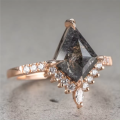 Kite Cut Salt And Pepper Diamond Engagement Ring