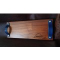Kiaat Cheese board with leather handles