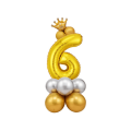 Gold &amp; Silver Crown Number SIX Foil Balloon with Latex Balloons