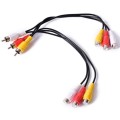 3 RCA Male To 6 RCA Female Splitter AV Cable - 2 Pack