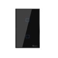 SONOFF TX T3 WiFi Smart Light Switch - Black (Requires Neutral Wire) 2 Gang