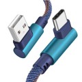 90 Degree Right Angle USB TO USB-C 2.0 Fast Data Sync Charging Cable Blue 1m