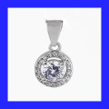 Cluster Halo Cubic Zirconia Pendant In Solid Sterling Silver