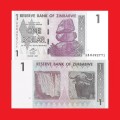 ZIMBABWE 1 Dollar Banknote Serial AB6492771 UNC