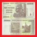 ZIMBABWE 200 Million Dollar Banknote Serial AA0688918 F