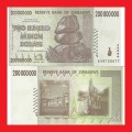 ZIMBABWE 200 Million Dollar Banknote Serial AA4735077 UNC