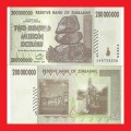 ZIMBABWE 200 Million Dollar Banknote Serial AA4735326 UNC