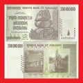 ZIMBABWE 200 Million Dollar Banknote Serial AA4735331 UNC