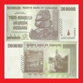 ZIMBABWE 200 Million Dollar Banknote Serial AA4735339 UNC