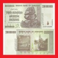ZIMBABWE 200 Million Dollar Banknote Serial AA4735358 UNC
