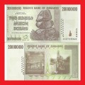 ZIMBABWE 200 Million Dollar Banknote Serial AA4735364 UNC