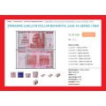 ZIMBABWE 5 Billion Dollar Banknote Serial AA5892485 G