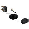 220 Volt Power Extension Lead Combo | 3-Pin Plug + Janus Plug + Variable Length Power Cable | Black