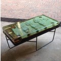 Resin Coffee Table of salvaged wooden casting pattern mould
