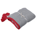 Au Contraire Knitted Throw In Light Grey And Chilli red