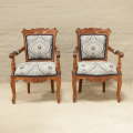 Carved open arm Armchairs