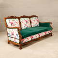 Antique Green and Floral Ball And Claw 3 Seater Sofa