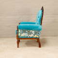 Victorian carved Armchairs in turquoise hues