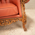 Italian style carved 3 seater leather