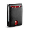 Slim Card Holder Wallet with ID Window & RFID (Black Leather)