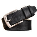 Weave Pattern Leather Belt w/ Stainless Buckle (Black)