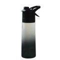 Sporty Water Bottle With Misting Spray (Black) 700ml