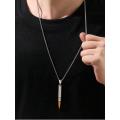Two Tone Bullet Pendant & Chain Necklace (Silver)