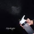 Sporty Water Bottle With Misting Spray (Black) 700ml