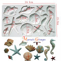 Sea Animals - Star fish, Sea horse, sea shells, Star fish Silicone Mould