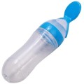 Silicone Nursing Bottle with Spoon - Blue
