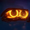 HID LED headlight assembly angel eye daytime running light with turn signal for BMW 3 series E46 ...