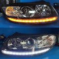 HID LED headlight assembly angel eye daytime running light with turn signal for Hyundai Santafe