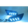 led drl daytime running light for Ford Escort 2017 with moving yellow turn signals and blue night...