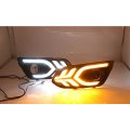 led drl daytime running light for Ford escort 2015-2018 with Dynamic moving yellow turn signal an...