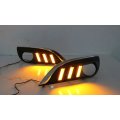 led drl daytime running light for Peugeot 308 2012-2014 with Dynamic moving yellow turn signal an...