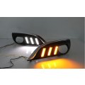 led drl daytime running light for Peugeot 308 2012-2014 with Dynamic moving yellow turn signal an...
