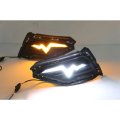led drl daytime running light for Volkswagen with Dynamic moving yellow turn signal and blue nigh...