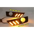 led drl daytime running light +halogen fog lamp for Ford Focus 2005-2006 with moving yellow turn ...