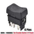 6 Pins Car Electric Power Window Lifter Control Switch Single Push Button 1488066 353621 For Scan...