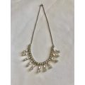 Vintage Sterling Silver Diamante Necklace With Teardrop Shape Stones Surrounded By White Circular